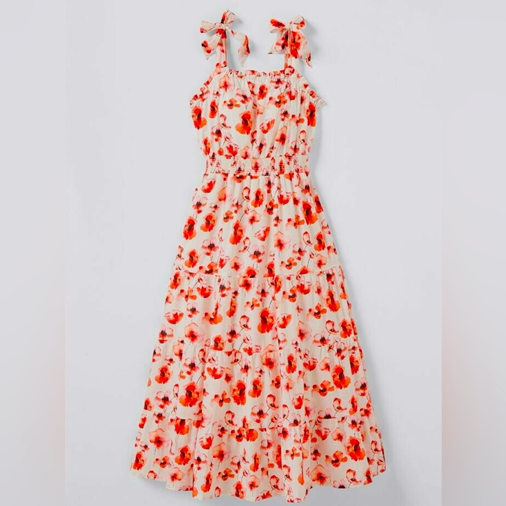 Matilda Jane Women's Maxi Sun Dress Size M Peasant Tiers Smocked Red